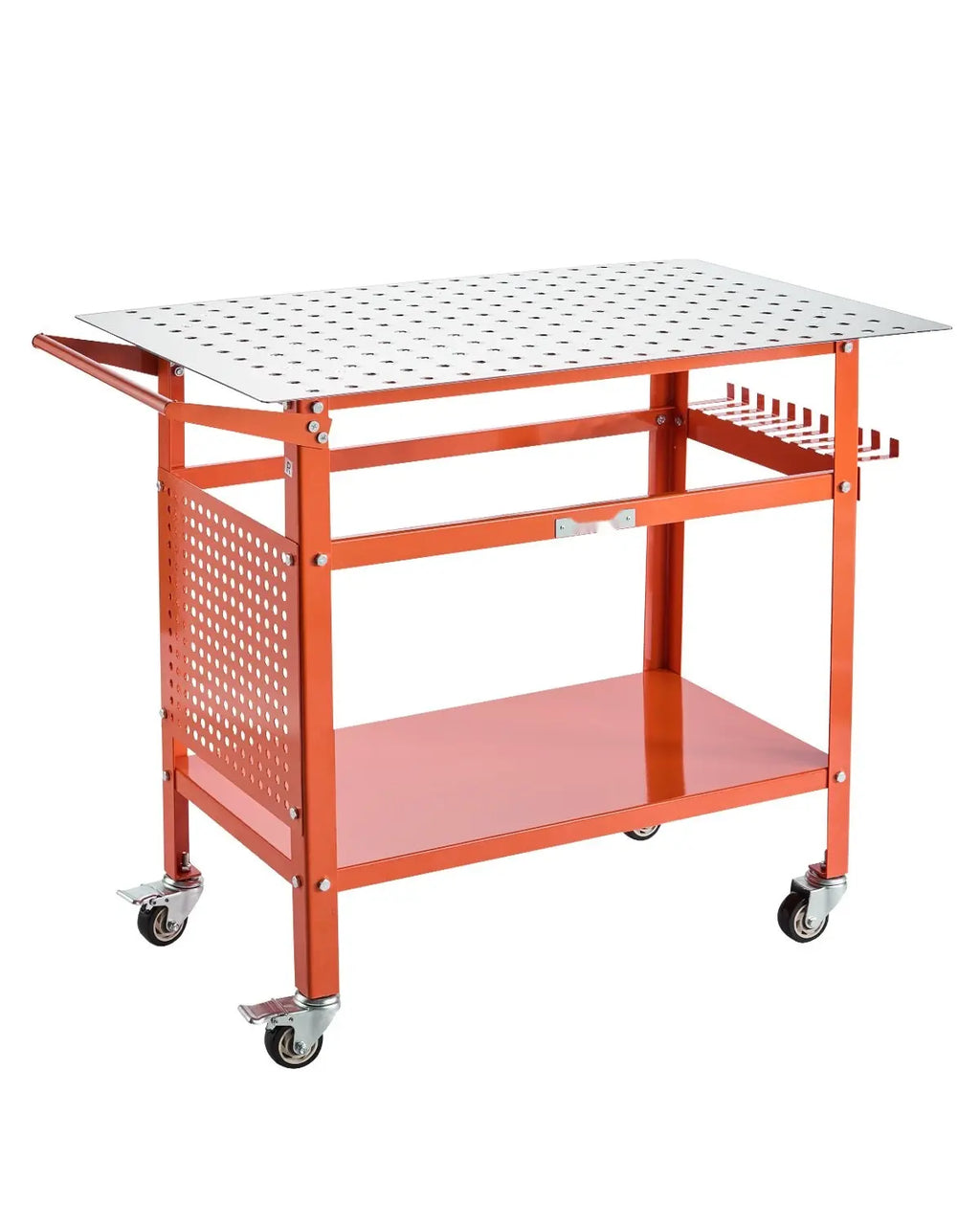 Heavy-Duty Welding Table with Wheels | 800 lbs Capacity, 40" x 24" Workbench, Clamp Holes & Tool Storage Rack