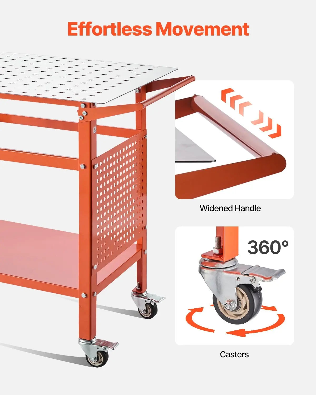 Heavy-Duty Welding Table with Wheels | 800 lbs Capacity, 40" x 24" Workbench, Clamp Holes & Tool Storage Rack